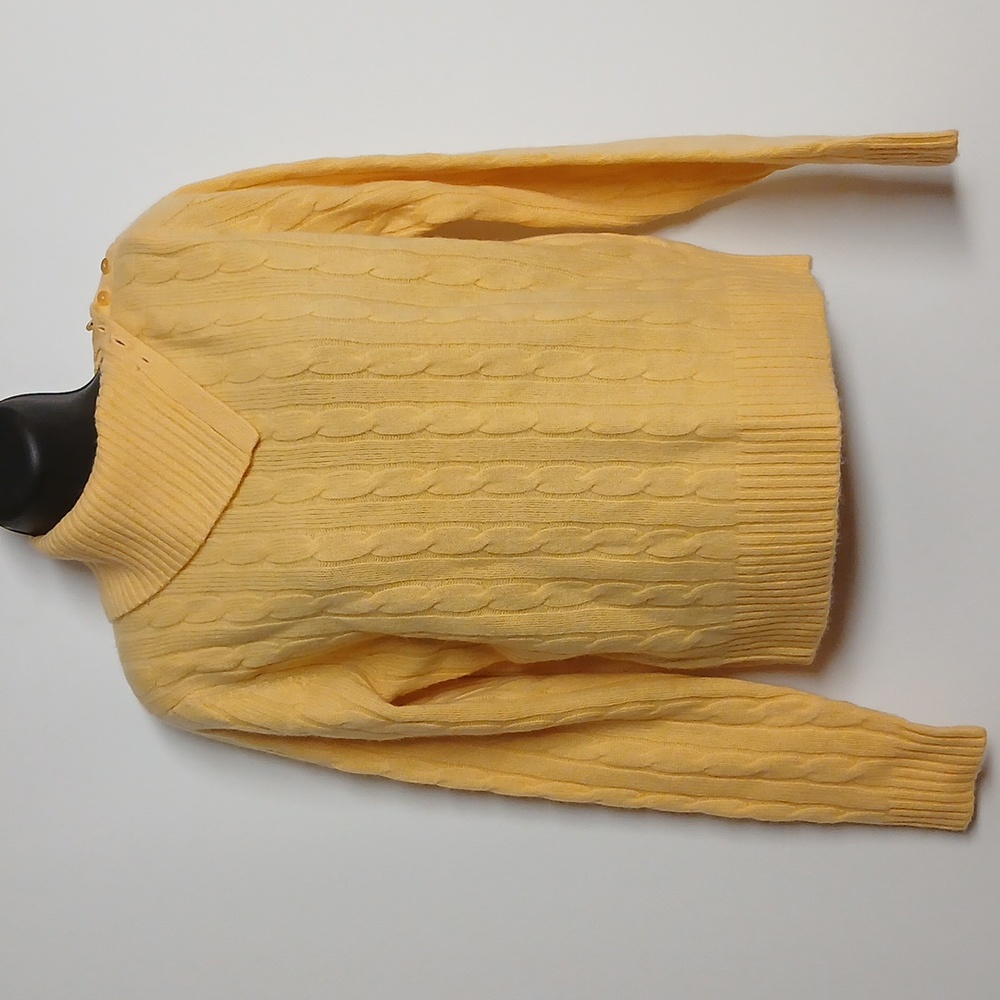 Valerie Stevens Women Cowl Neck Cable knit Longsleeve Sweater in Soft Yellow NWT - Picture 3 of 8